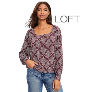 NWT Loft Chandelier Print Square Neck Blouse